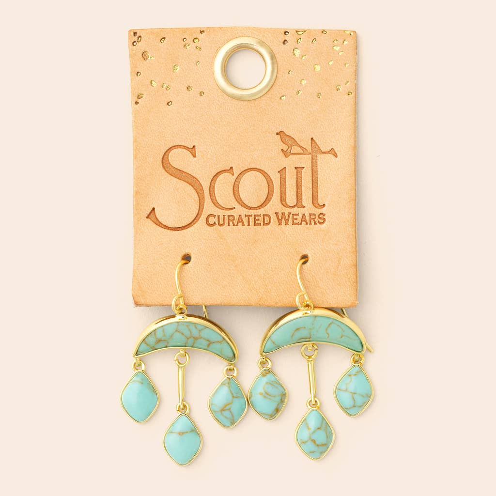 Stone Crescent Drop Earring - Turquoise/Gold