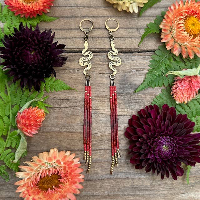 Scarlet Begonia Desert Hand Stamped Earrings