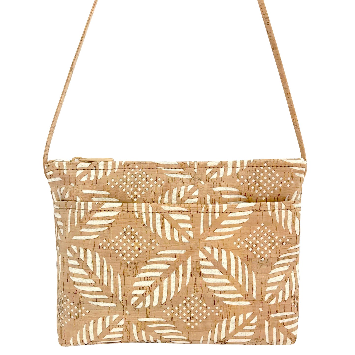 Cork Zip Top Cross Body Bag | Die Cut Palm