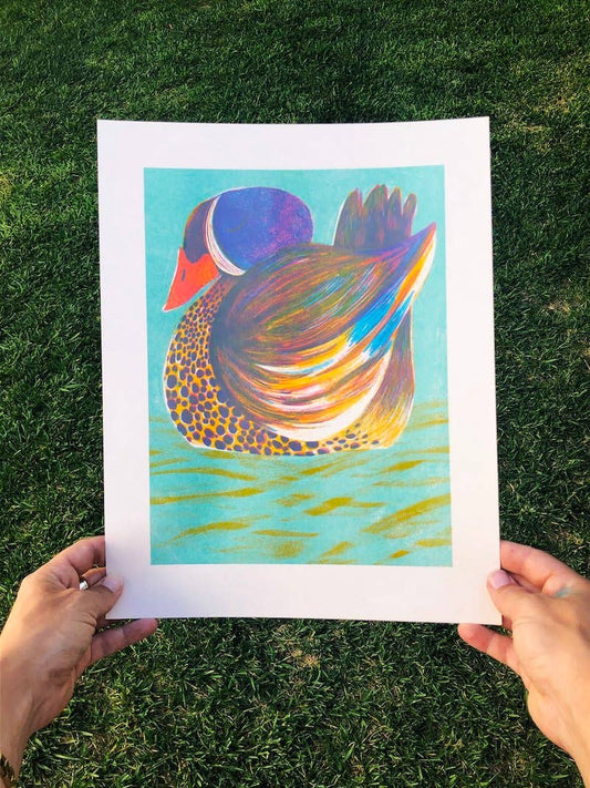 Duck Series: Blue Winged Teal Risograph Print