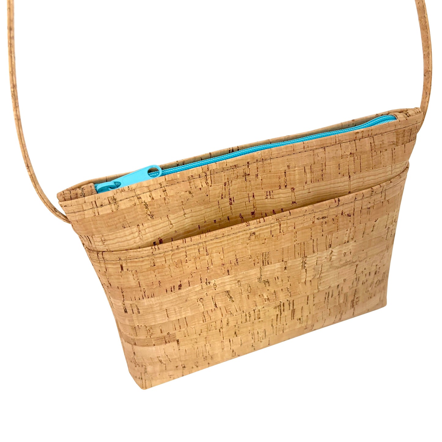 Medium Cork Zip Top Cross Body Bag | with Colorful Zippers