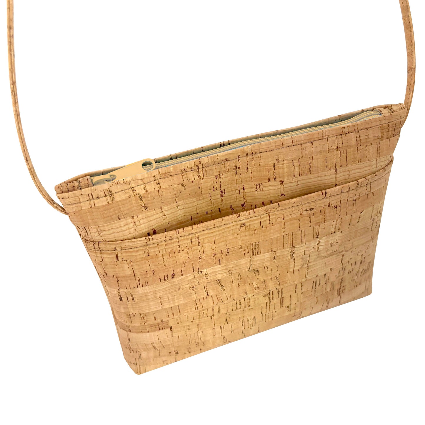 Medium Cork Zip Top Cross Body Bag | with Colorful Zippers