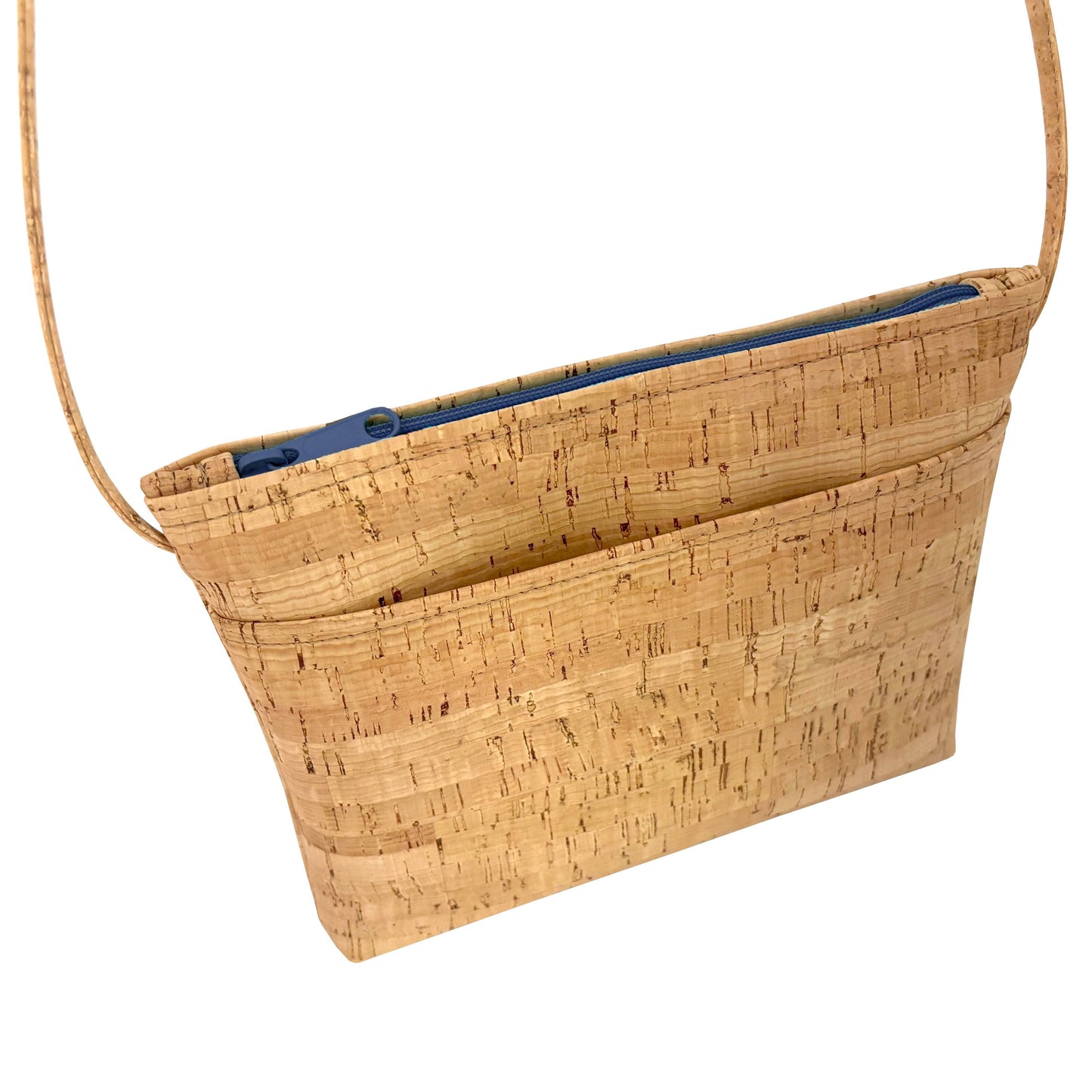 Medium Cork Zip Top Cross Body Bag | with Colorful Zippers