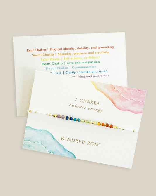 Chakra Rainbow Healing Gemstone Stacking Bracelet, White