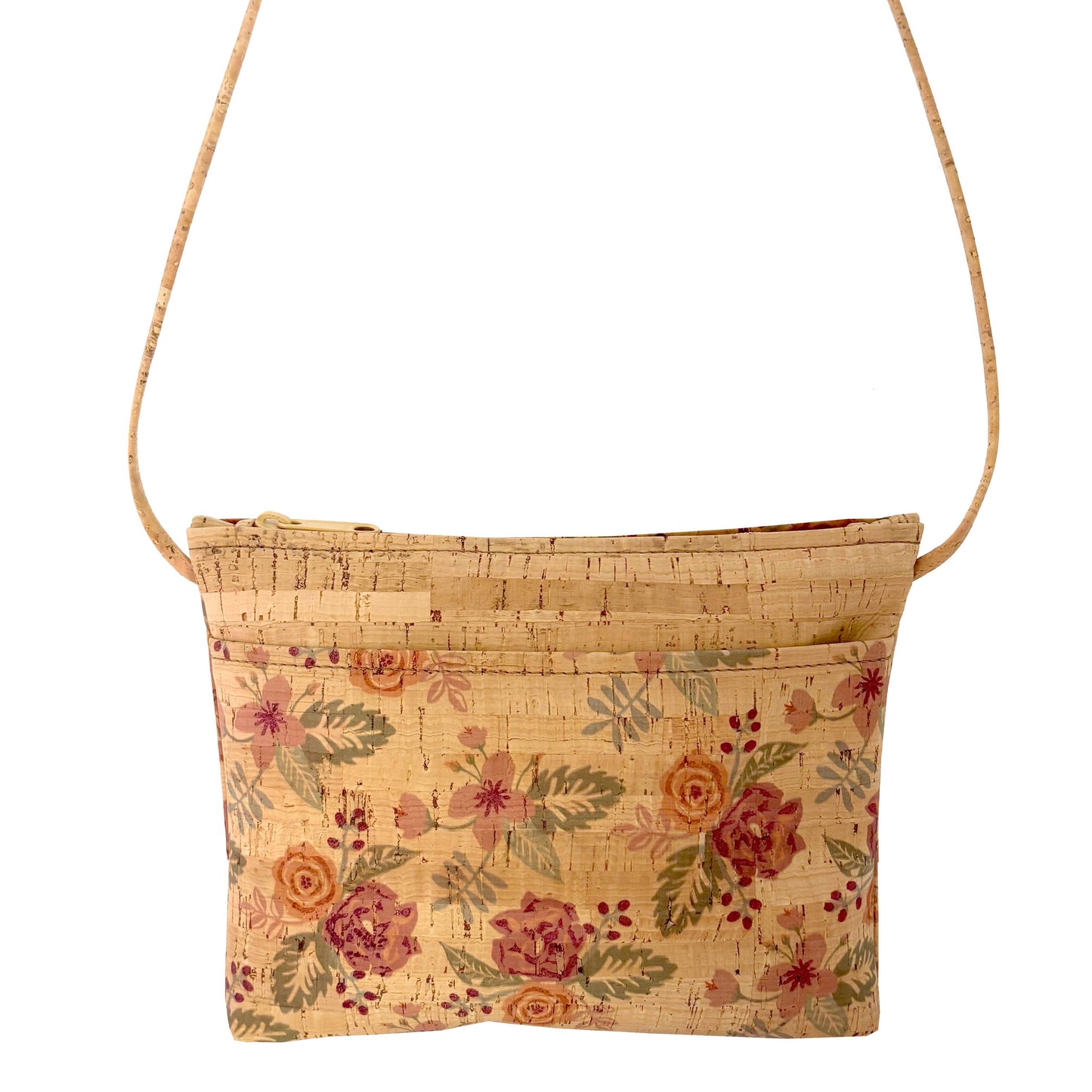 Medium Cork Zip Top Cross Body Bag | Flourish Print
