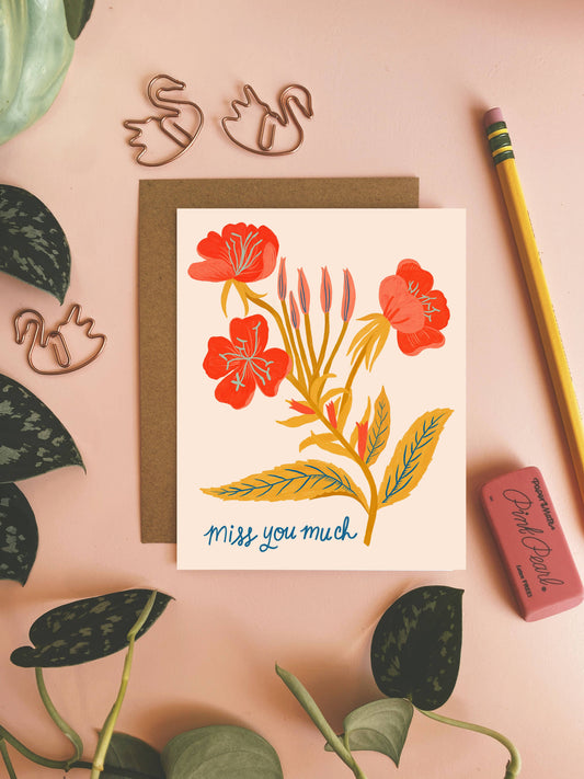 Miss You Much - Colorful Flower Greeting Card