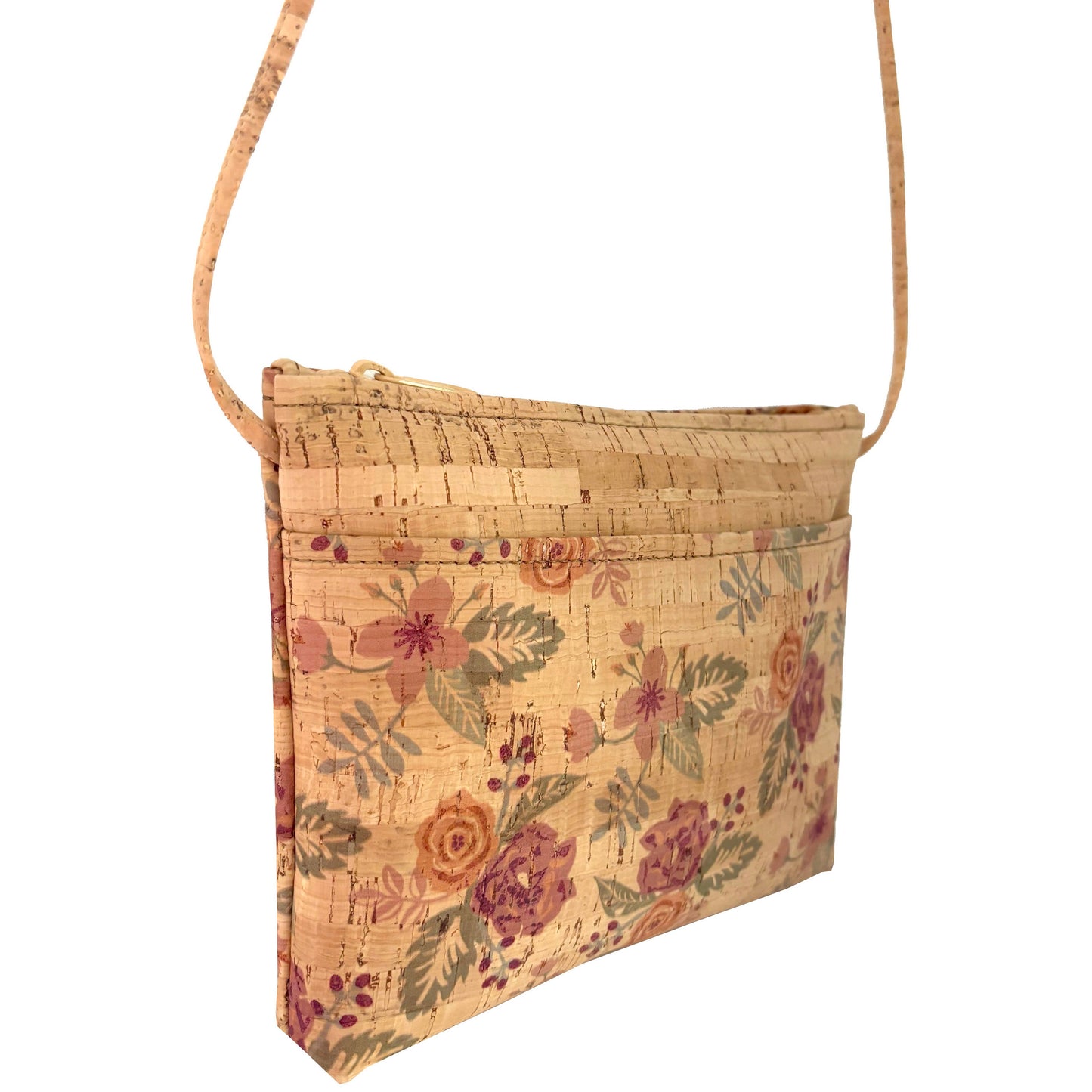 Medium Cork Zip Top Cross Body Bag | Flourish Print