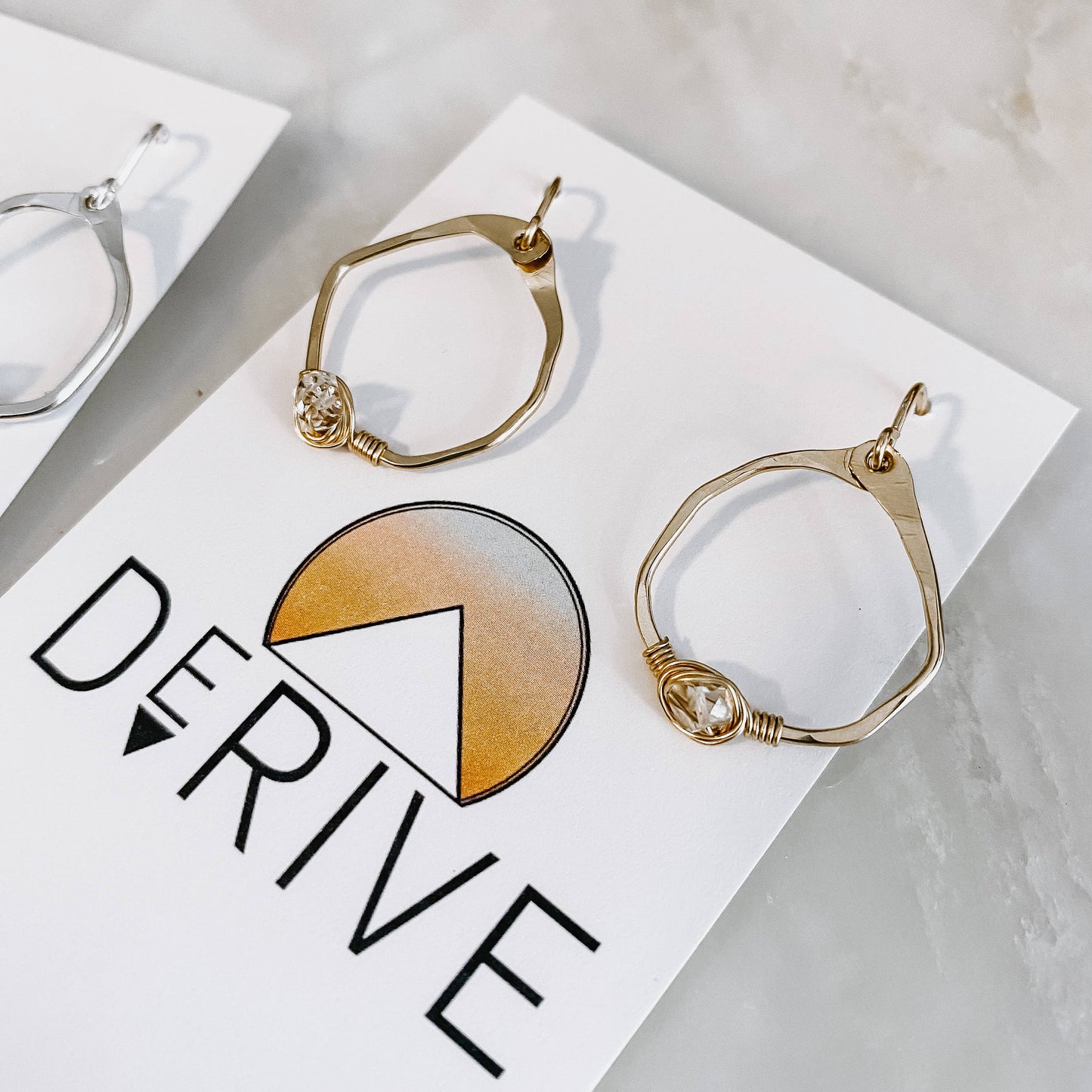 Organic Mini Herkimer Hoop Earrings: 14k Gold Fill