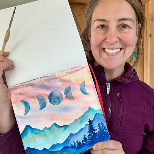 Watercolor Mountains & Moon Phases - Thursday July 2nd, 5:30-7:30pm