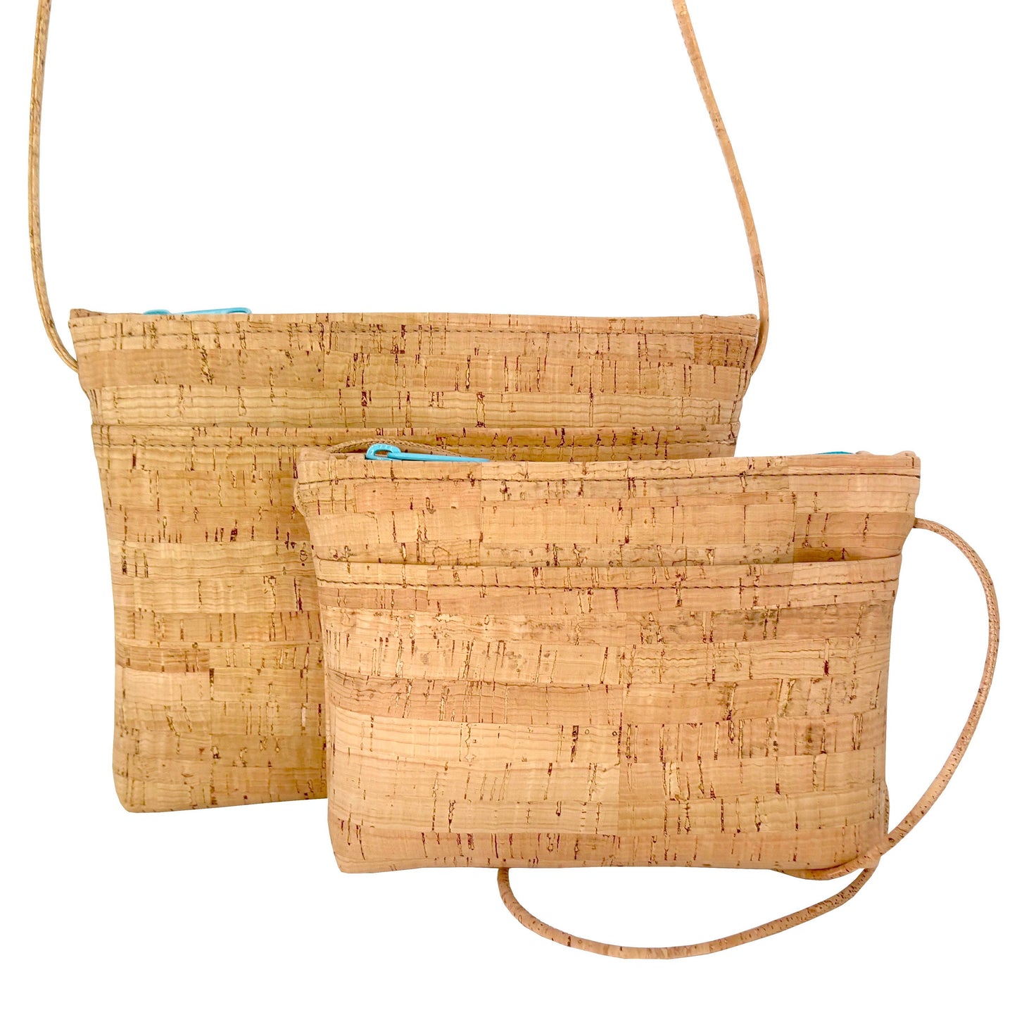 Medium Cork Zip Top Cross Body Bag | with Colorful Zippers