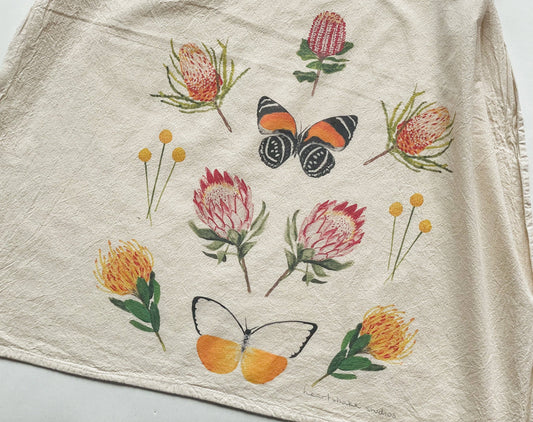 Protea Butterfly Tea Towel
