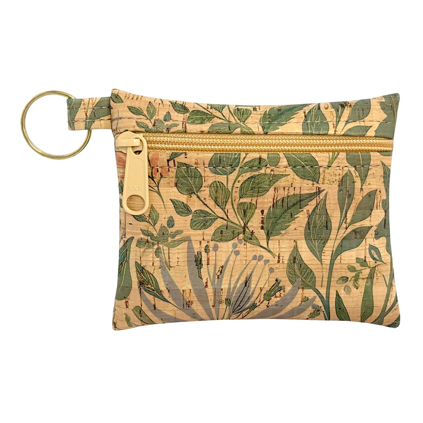 Cork Zipper Pouch with Key Ring | Lush Botanicals Print