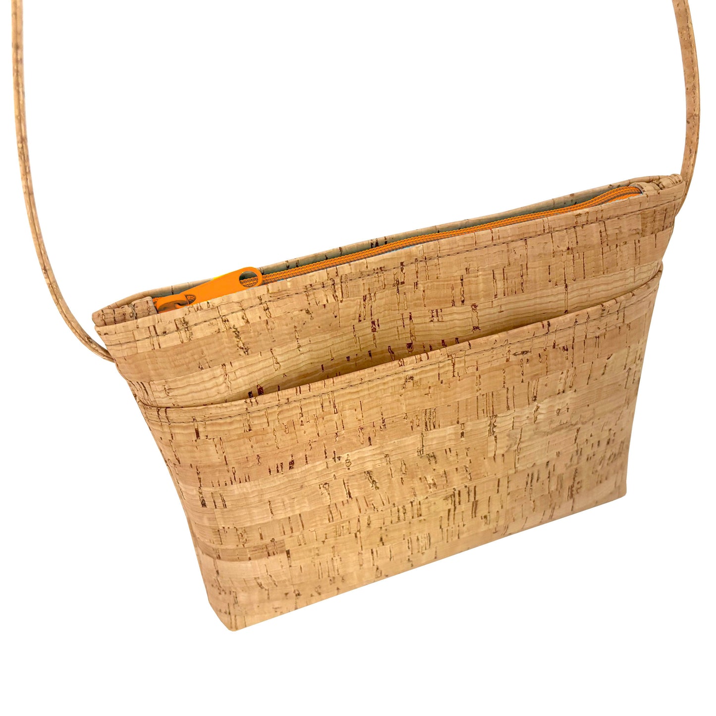 Medium Cork Zip Top Cross Body Bag | with Colorful Zippers