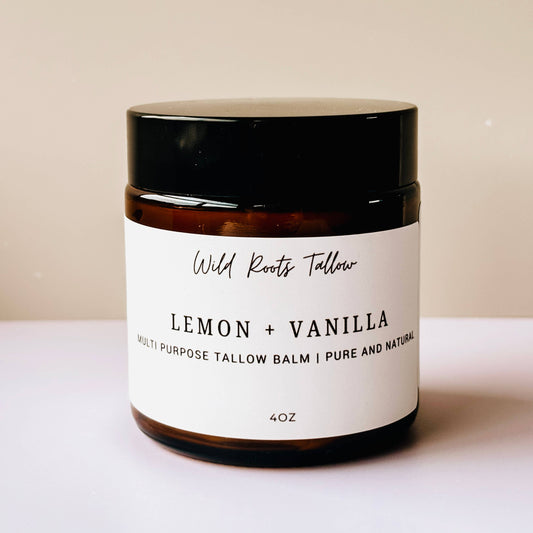 Lemon + Vanilla Whipped Tallow Balm | Grass Fed Beef Tallow