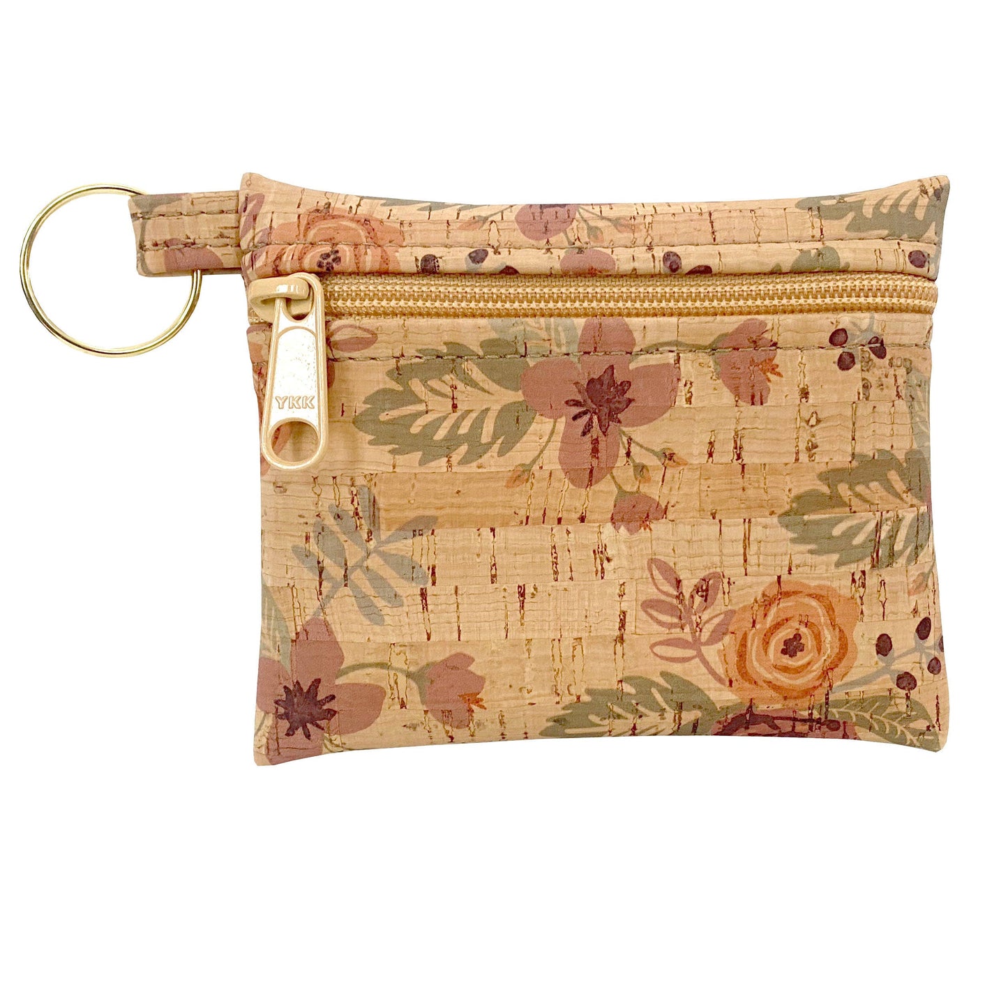 Cork Zipper Pouch with Key Ring | Flourish Print