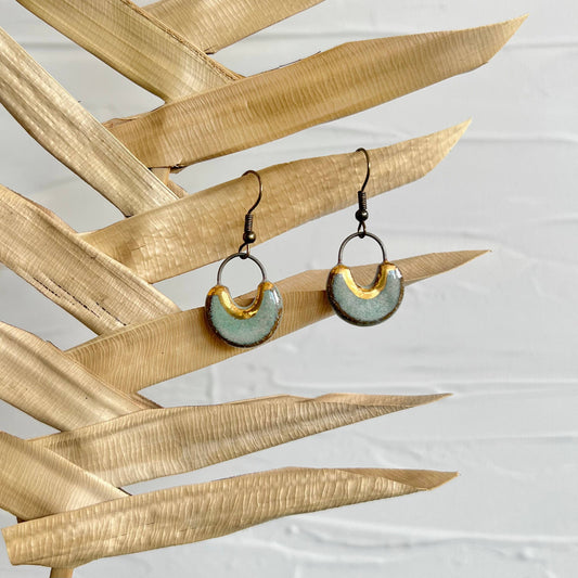 Turquoise Small Hoop Ceramic Earrings