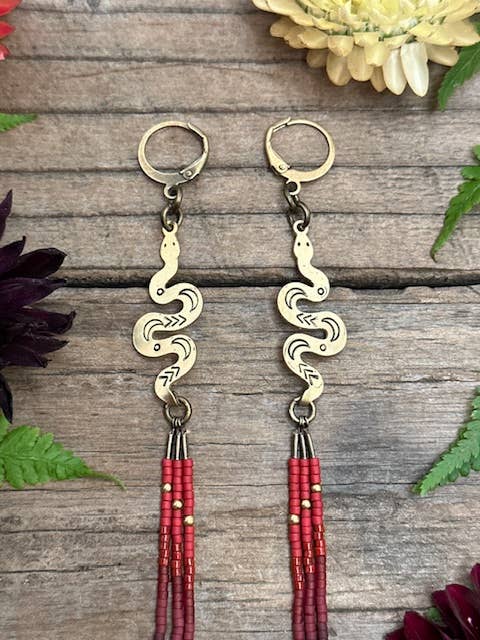 Scarlet Begonia Desert Hand Stamped Earrings