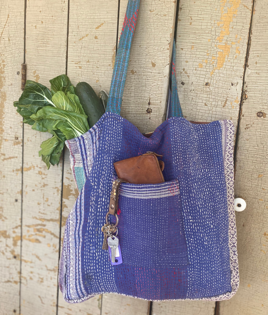 Kantha Pocket Tote Bag | Recycled Cotton Unique