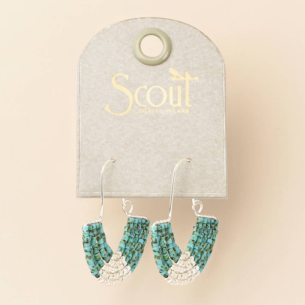 Chromacolor Miyuki U-Hoop Earring - Speckled Turquoise/Silvr