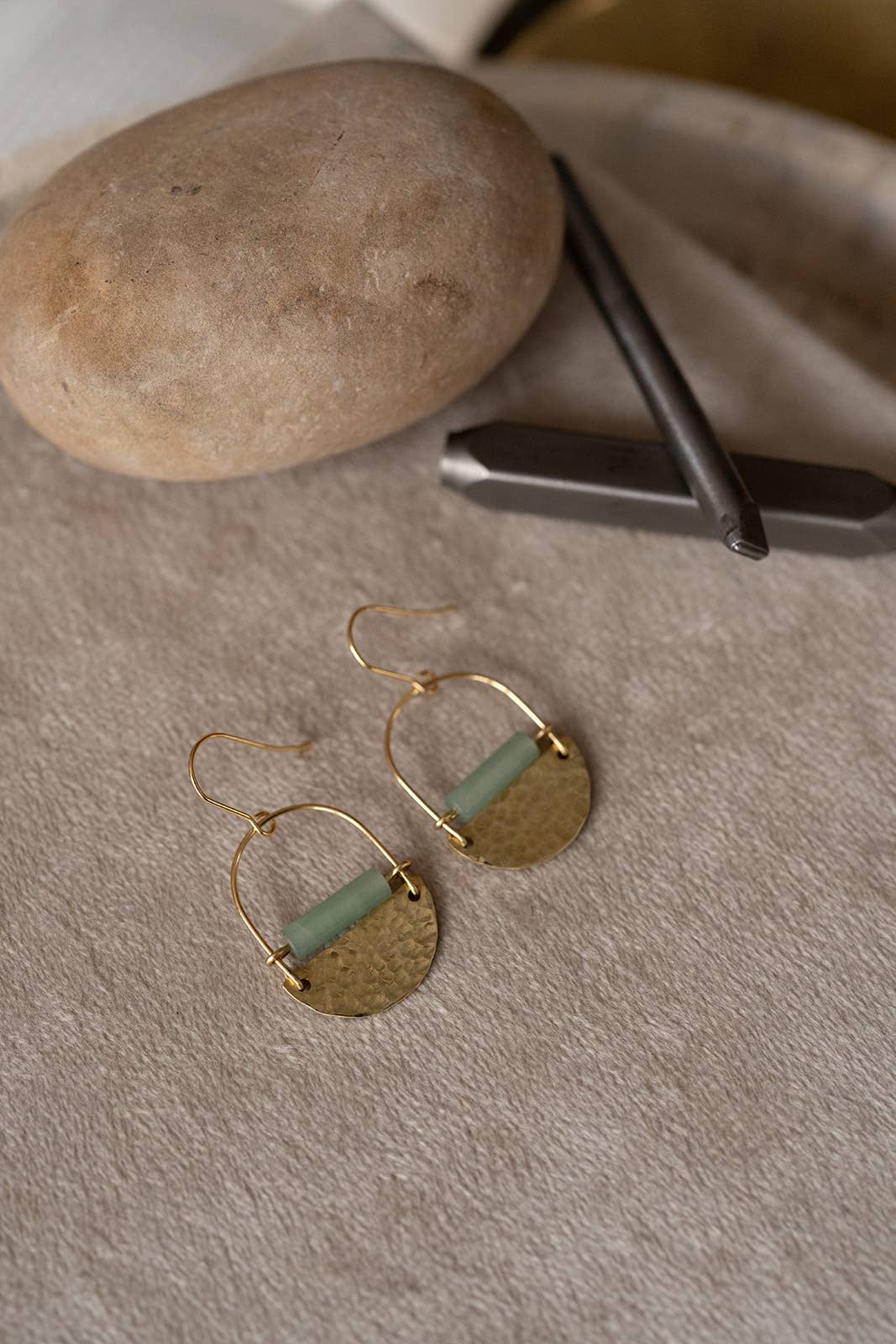 Mini Drop Earrings - Green Aventurine