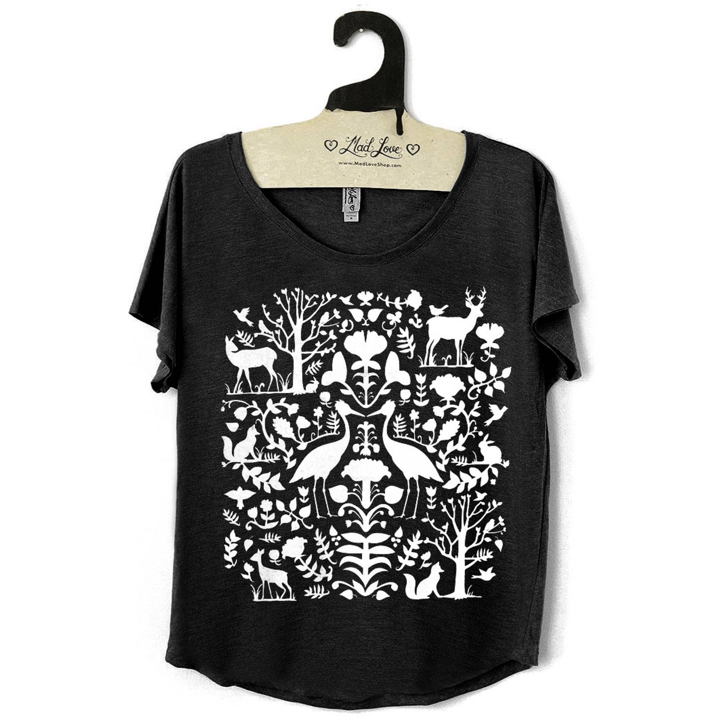 Navy Casual Tee with Folk Art Design