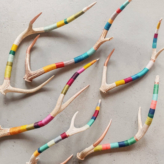 Medium Axis Wool Wrapped Deer Antler with Copper