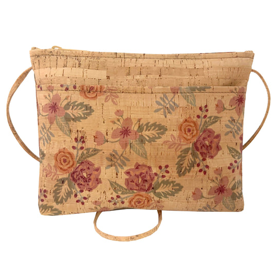 Medium Cork Zip Top Cross Body Bag | Flourish Print