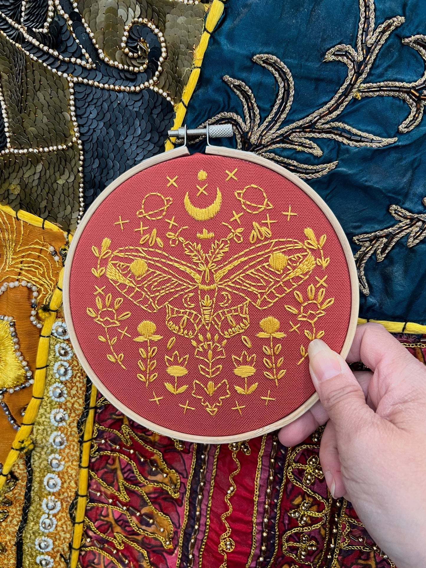 Golden Moth Embroidery Kit