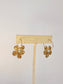 Gold Filled Hoop Hammered Brass Flower Earrings - Light Blue