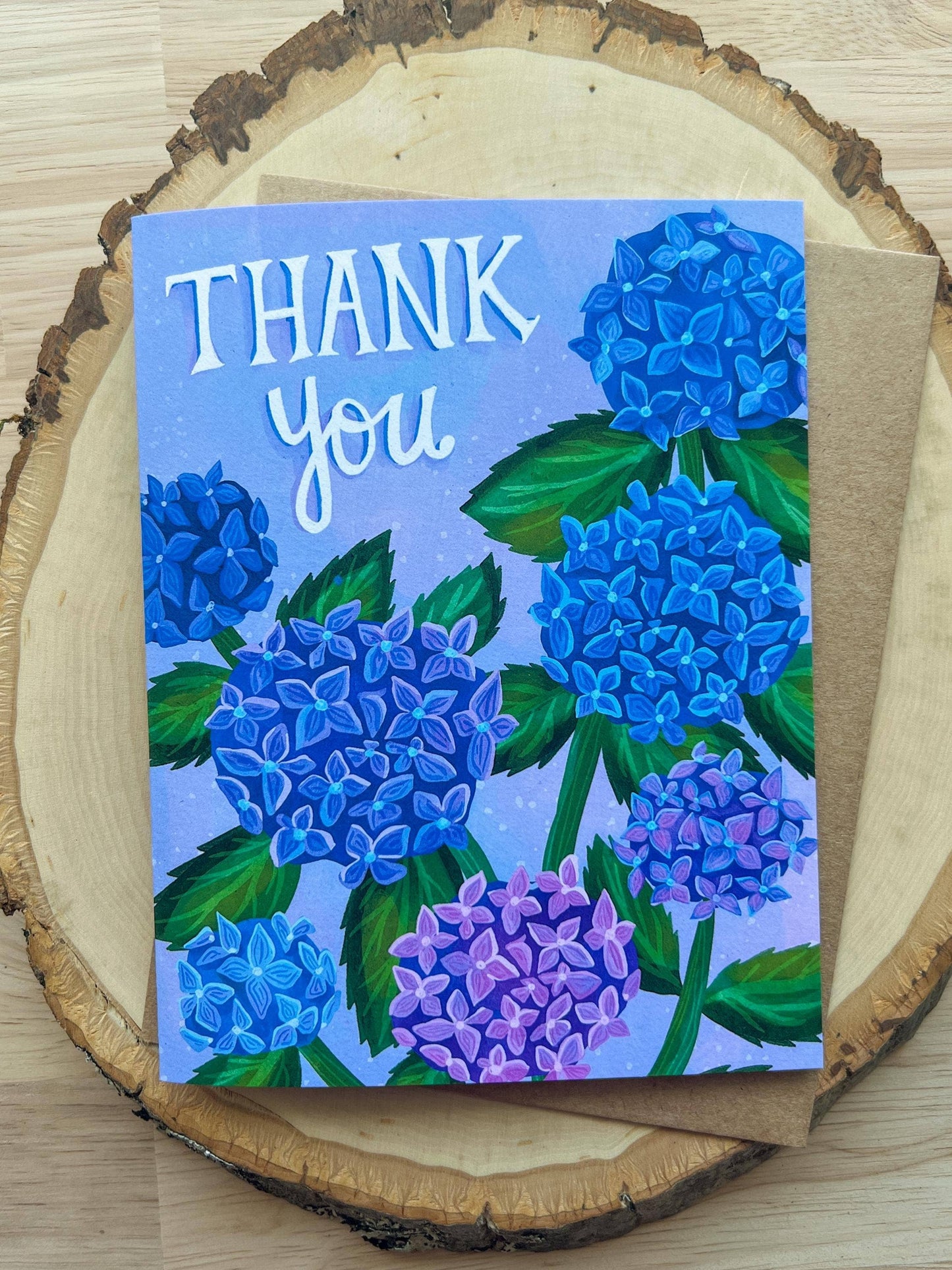 Thank You Card, Blue Hydrangea Flowers Blank A2 Card