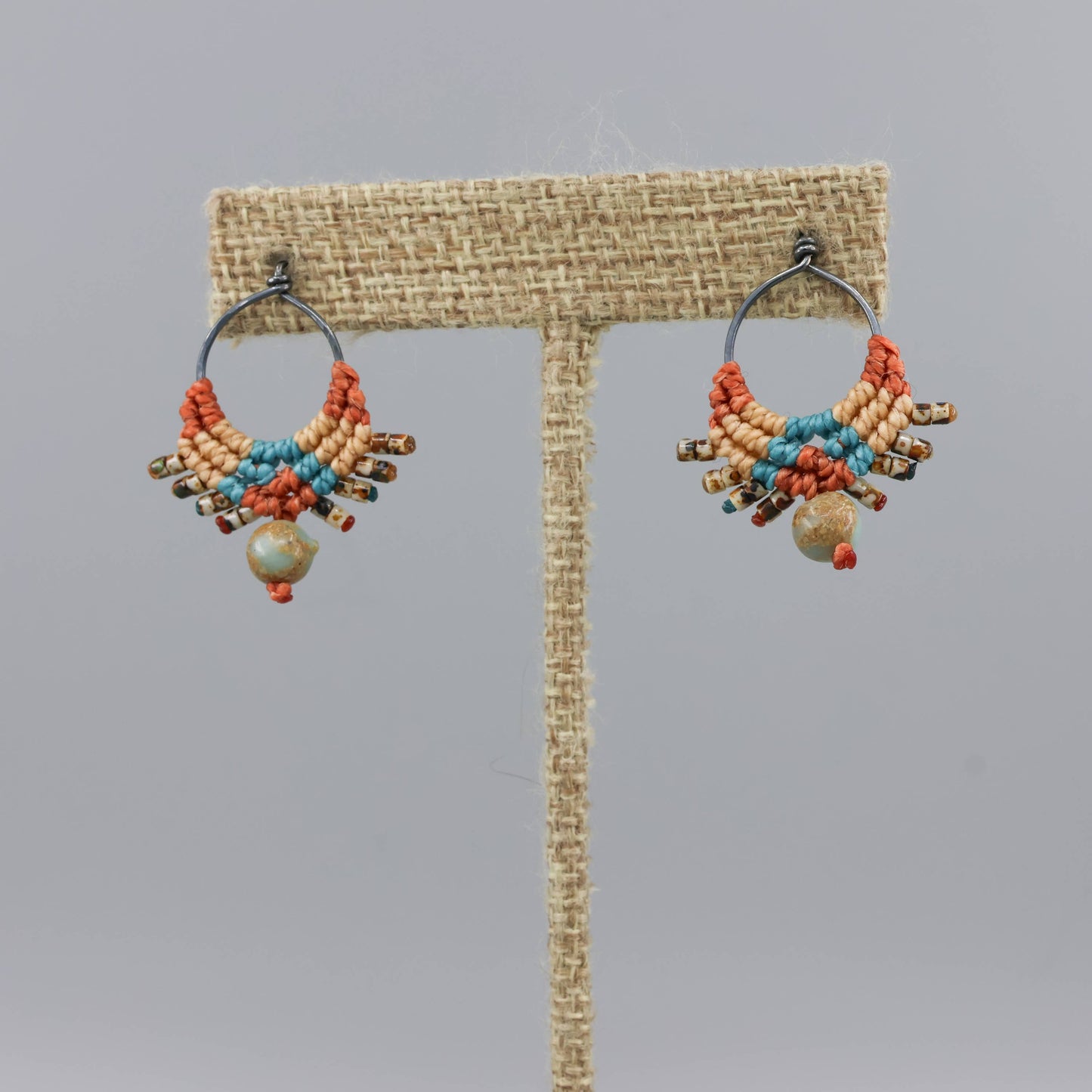 Sun Circle Macrame Earrings / Sterling Silver / Sedona