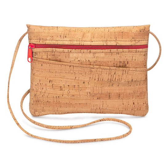 Cork Convertible Crossbody & Fanny Bag | w/ Red Zipper