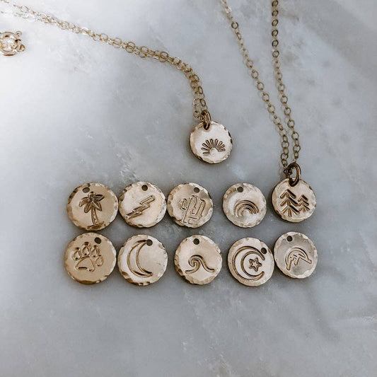 Hand Stamped Mini Coin Necklace: Trees