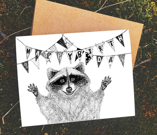Happy Birthday Raccoon Card