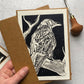 Raven hand-printed card