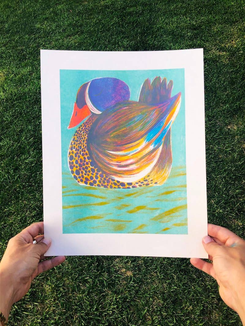 Duck Series: Blue Winged Teal Risograph Print