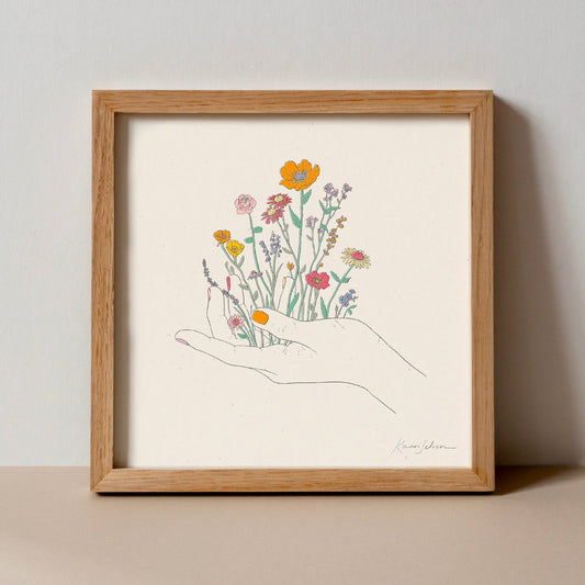 Wildflowers in Hand Art Print - Hush Poppy Collection: 8" x 10"