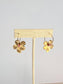 Gold Filled Hoop Hammered Brass Flower Earrings - Pink