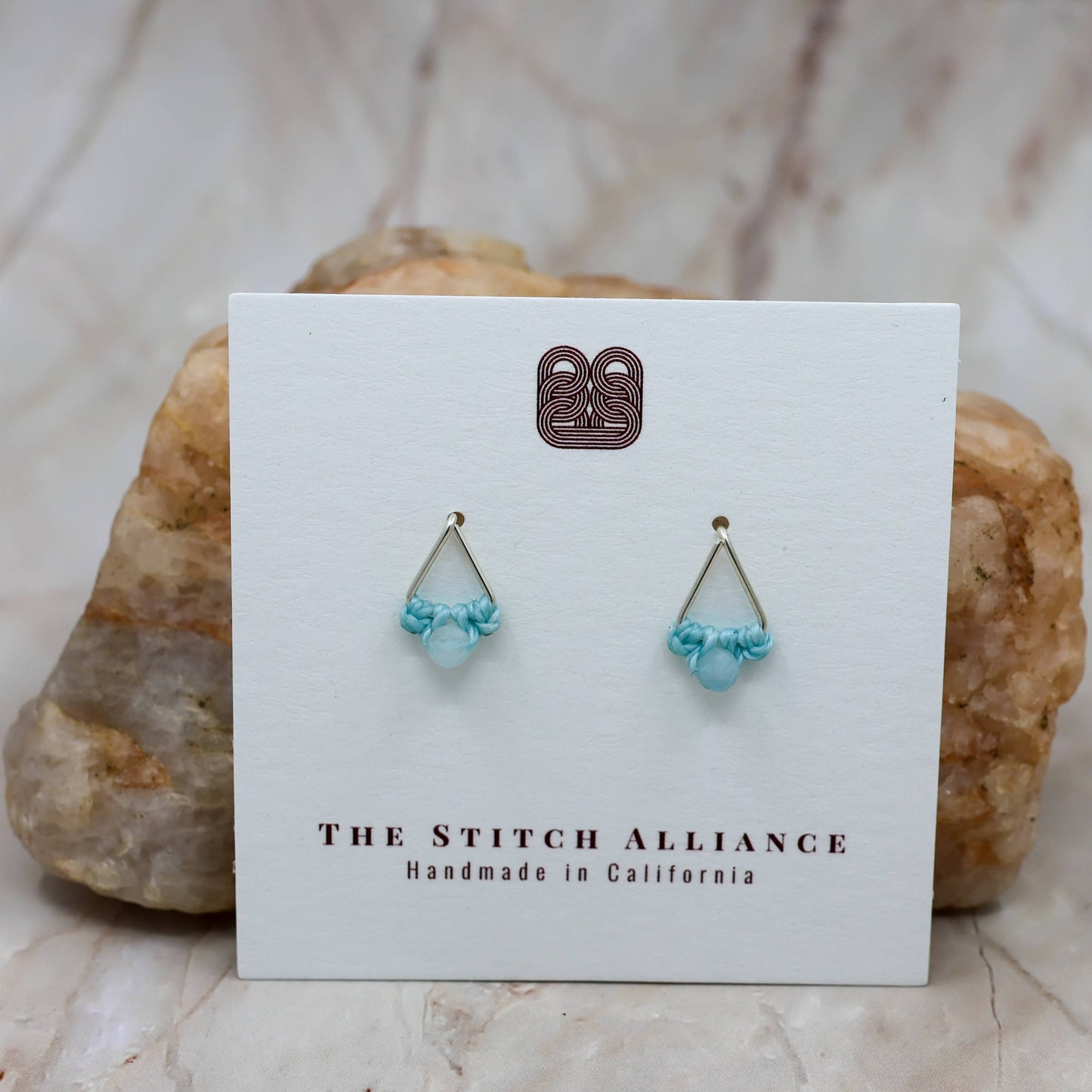 Aquamarine Stud Earrings | Sterling Silver | Triangle Studs