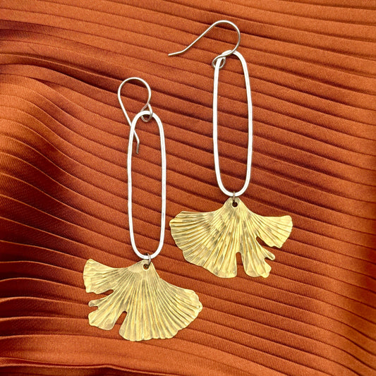 Gold Ginkgo Earrings II