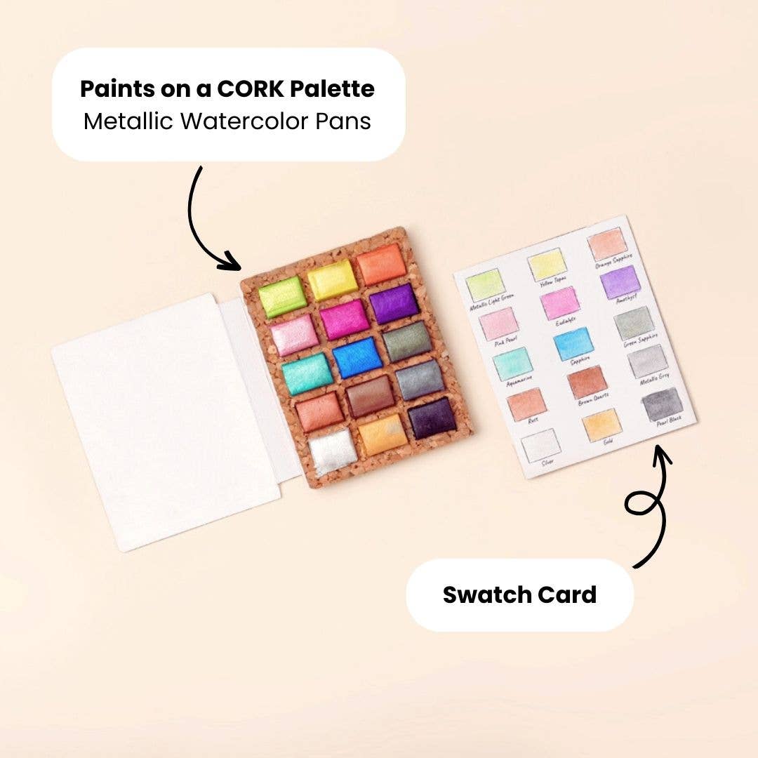 Watercolor Pans- Metallic | Nano Cork Palette | Case of 5