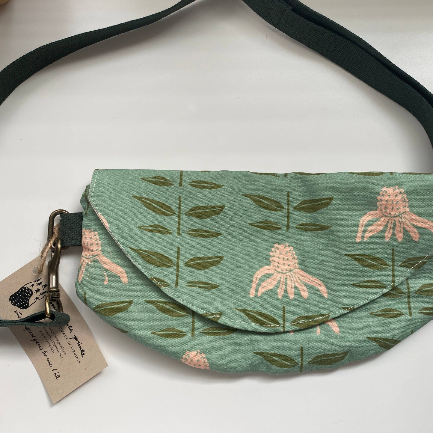 Cross-body Crescent: Teal Echinacea