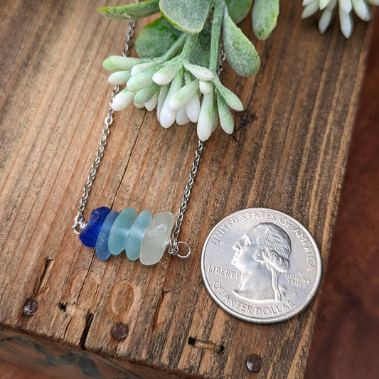 Blue Gradient Sea Glass Necklace