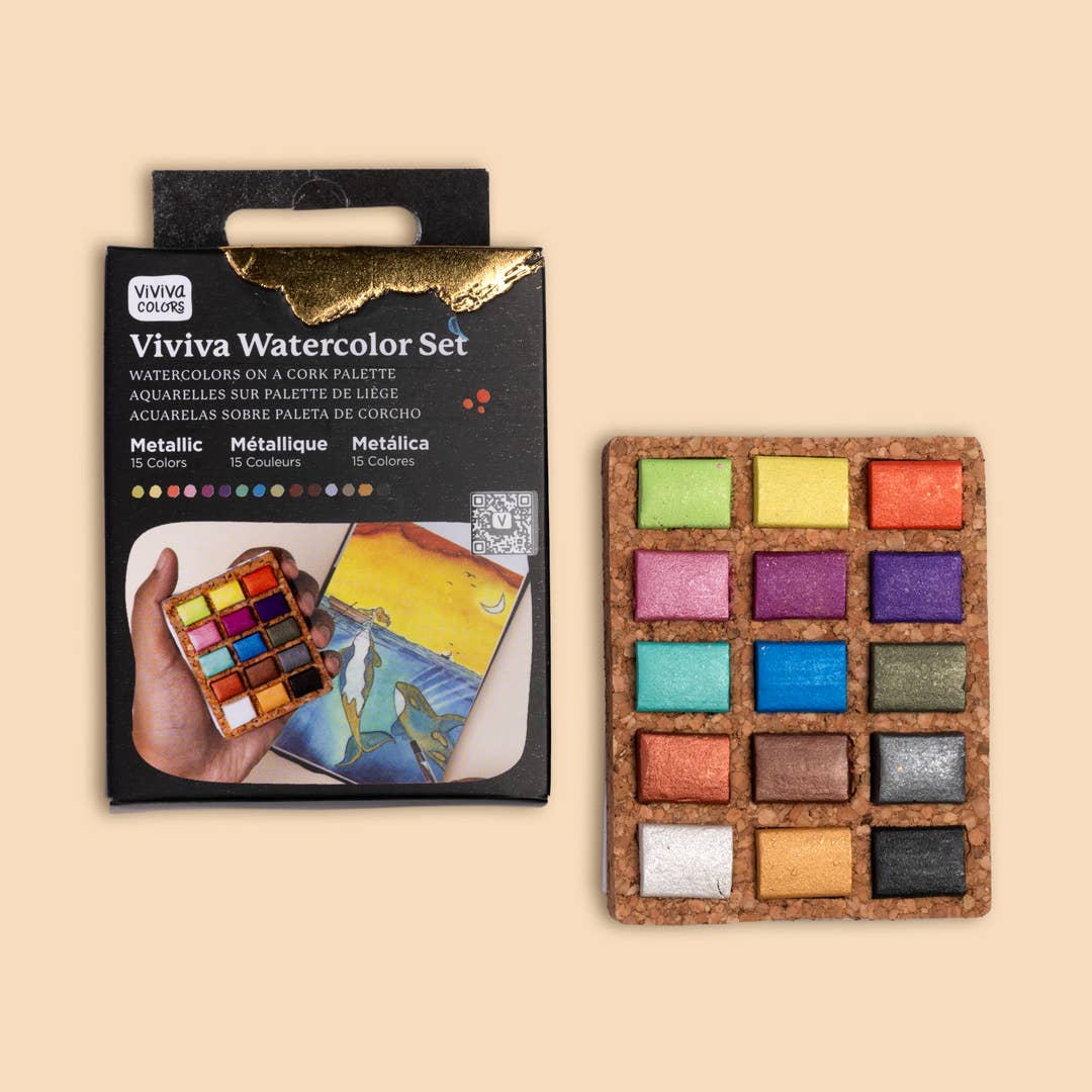 Watercolor Pans- Metallic | Nano Cork Palette | Case of 5