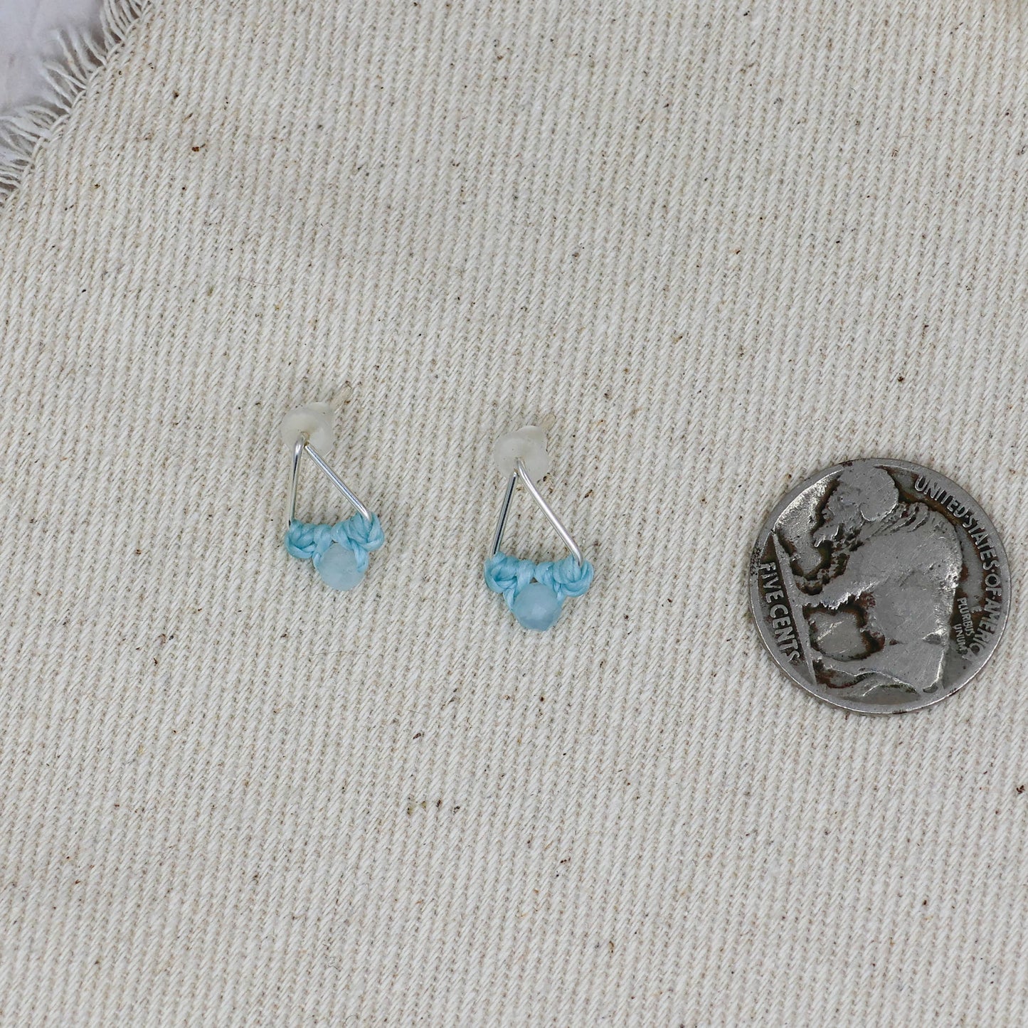 Aquamarine Stud Earrings | Sterling Silver | Triangle Studs