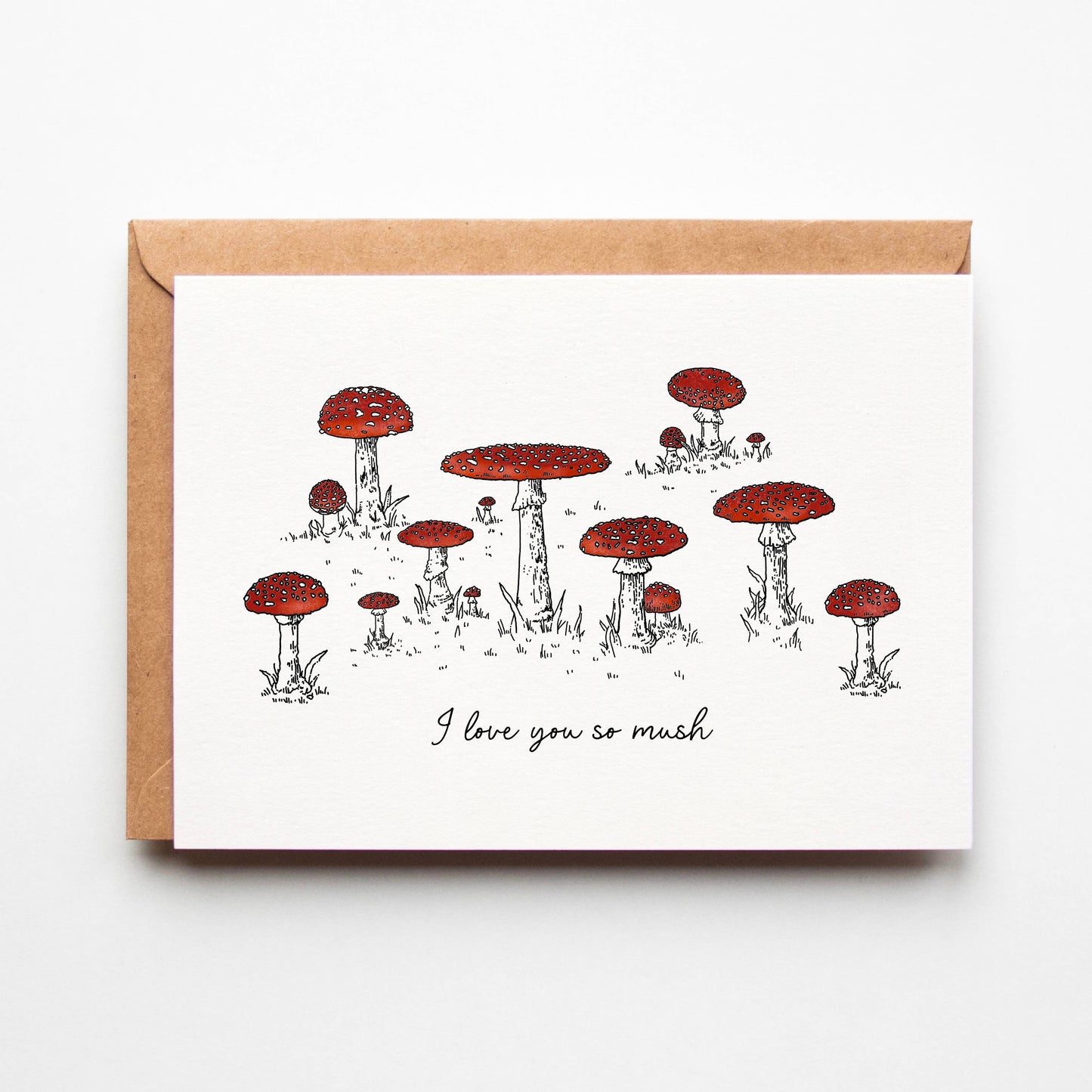 I Love You So Mush, Toadstool Mushrooms Greeting Card