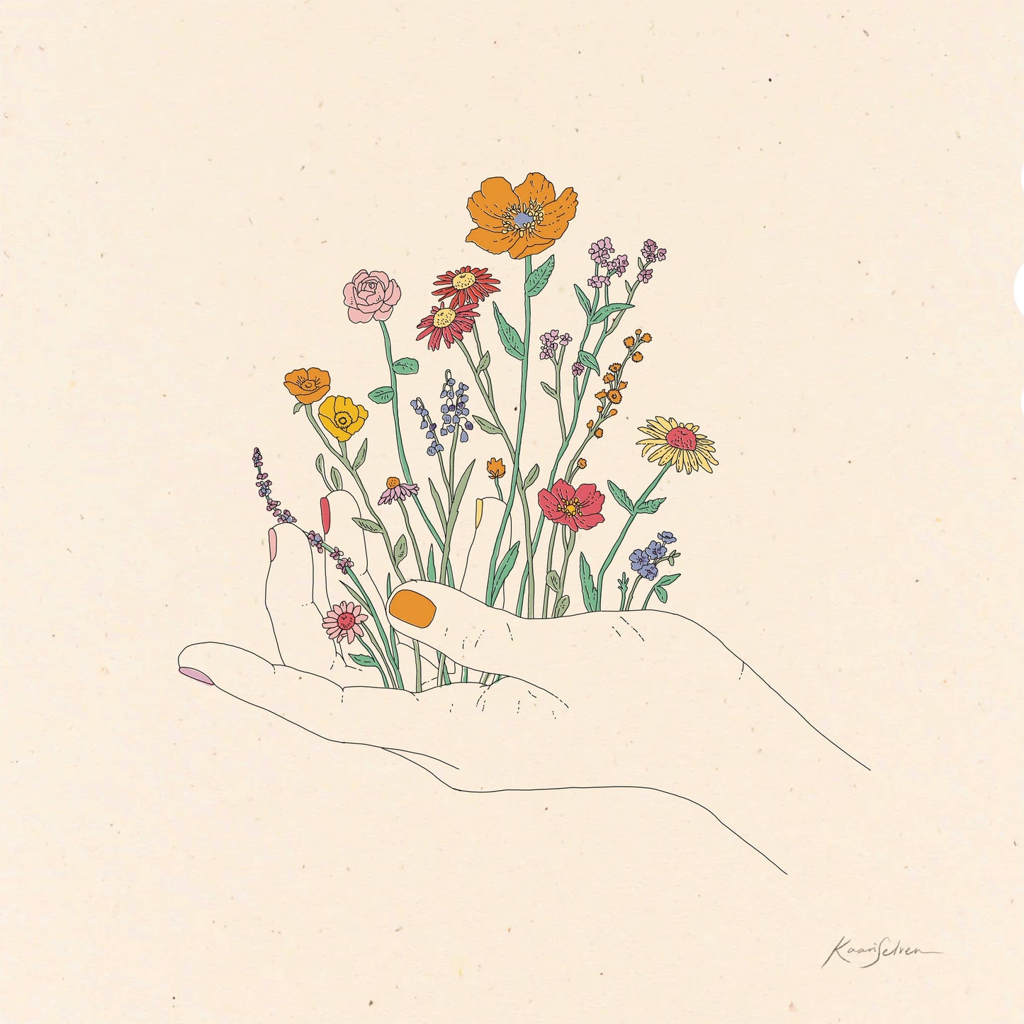 Wildflowers in Hand Art Print - Hush Poppy Collection: 8" x 10"