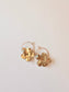 Gold Filled Hoop Hammered Brass Flower Earrings - Light Blue