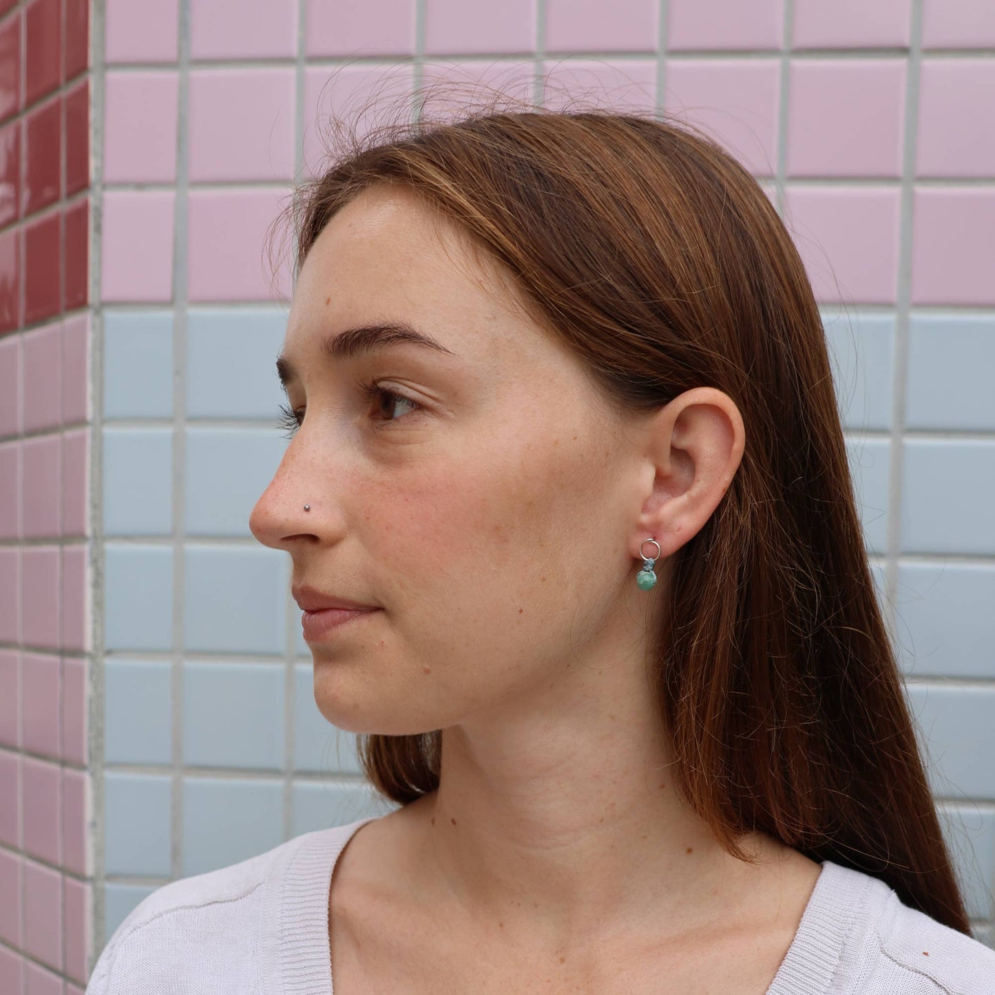 Aqua Terra Jasper Mini Dangle Earrings - Sterling Silver