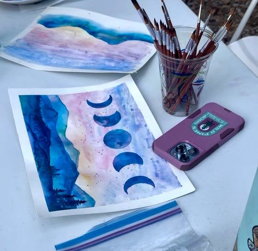 Watercolor Mountains & Moon Phases - Thursday July 2nd, 5:30-7:30pm